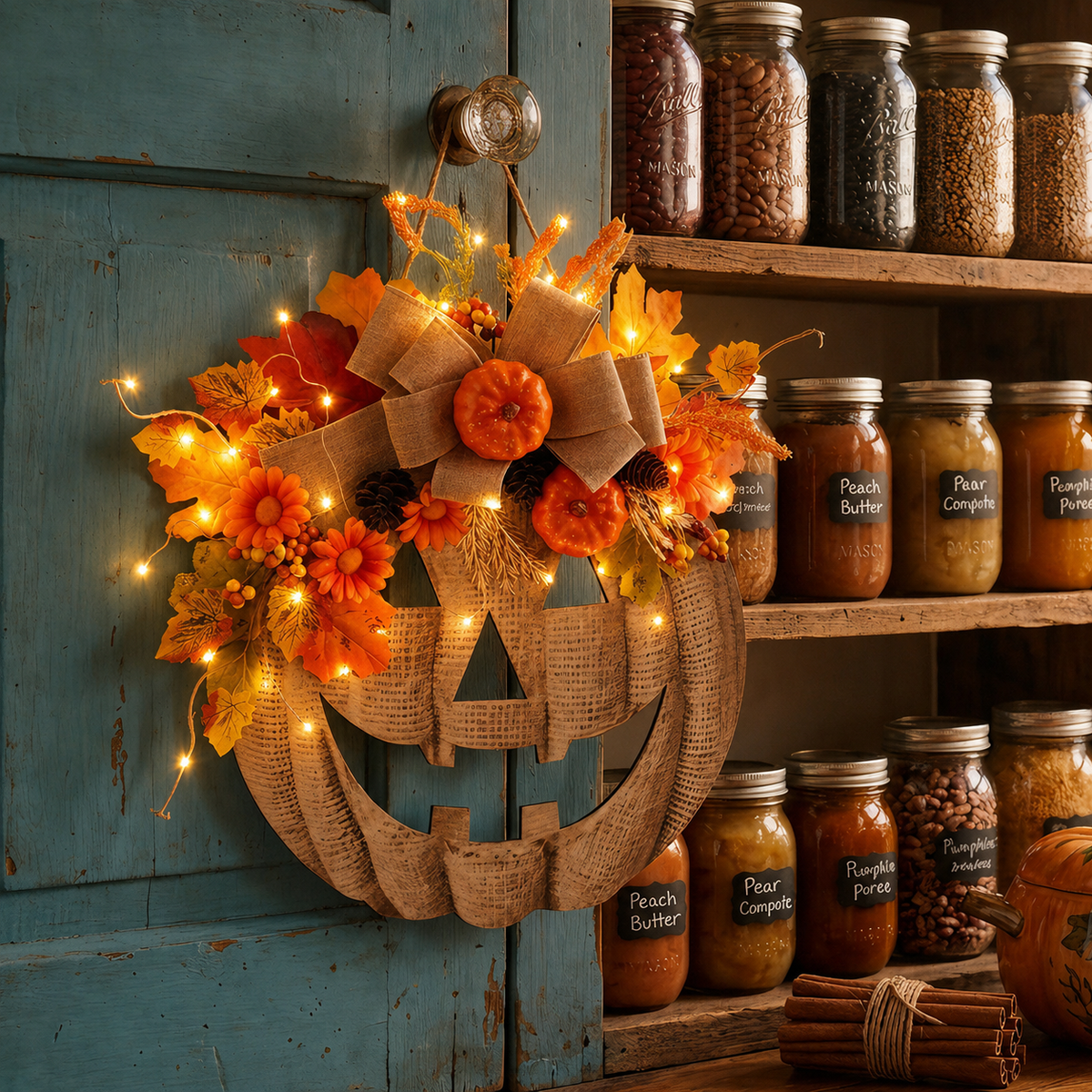🎃 Lighted Burlap Pumpkin Wreath✨