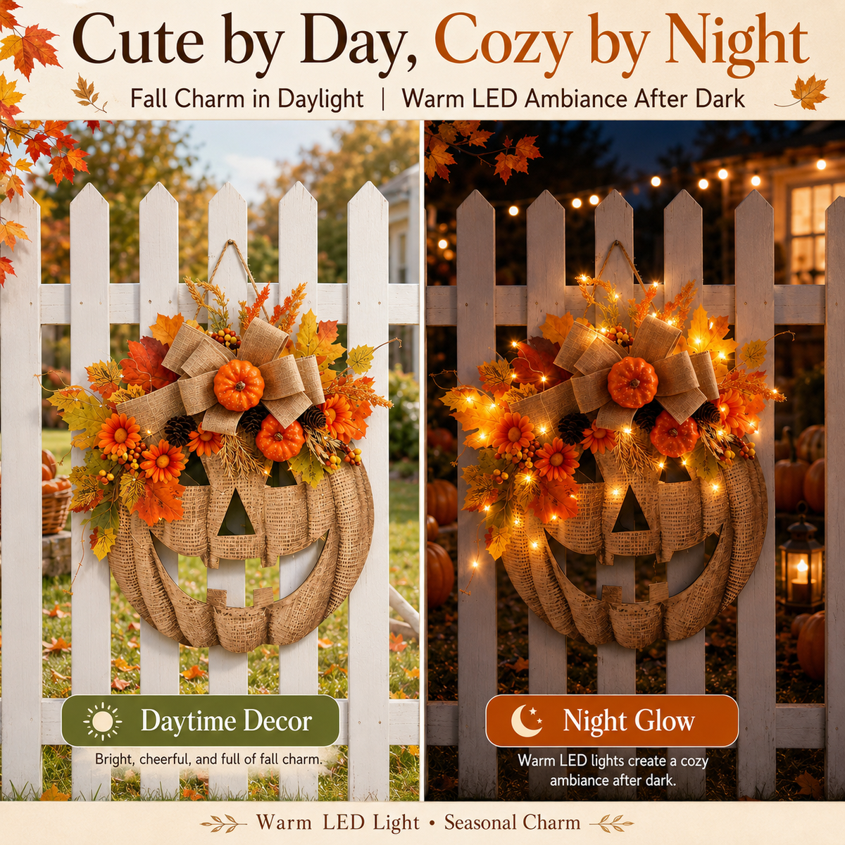 🎃 Lighted Burlap Pumpkin Wreath✨