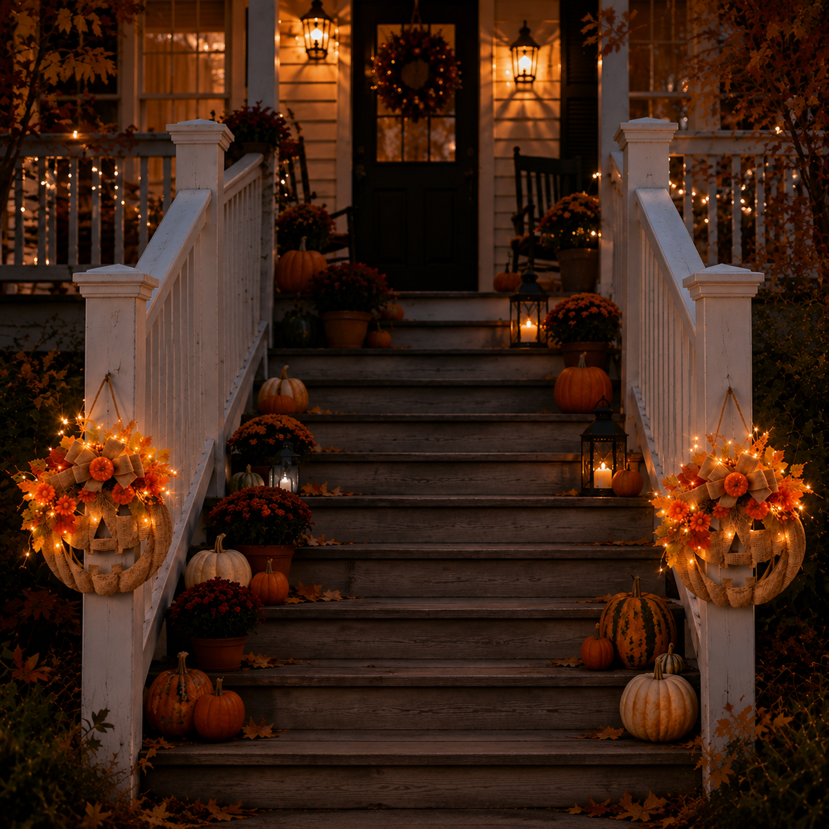 🎃 Lighted Burlap Pumpkin Wreath✨