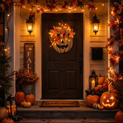 🎃 Lighted Burlap Pumpkin Wreath✨