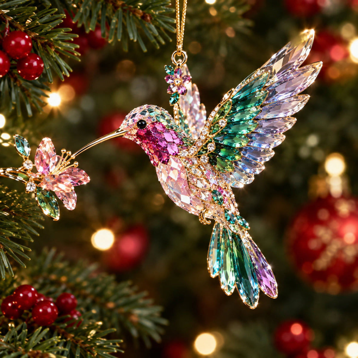 🎅Last Day 49% OFF ⏳ Luxury Crystal Christmas Ornaments | Sparkling Gemstone Peacock, Butterfly & Bird Tree Decorations for Elegant Holiday Décor 🎄✨