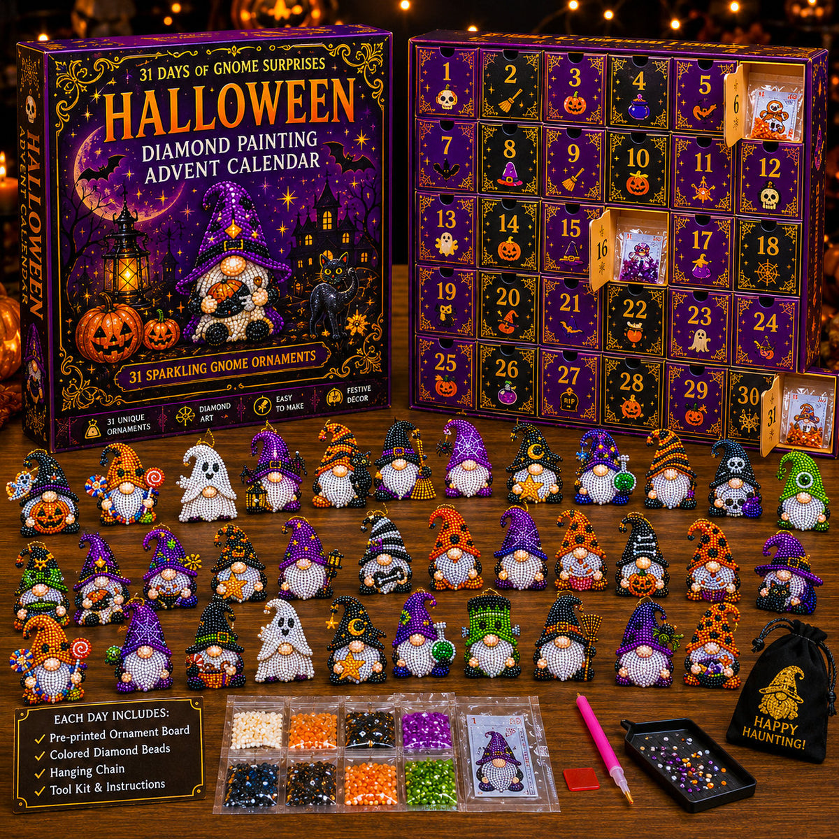 🔥31 Days of Gnome Surprises Halloween Diamond Painting Advent Calendar