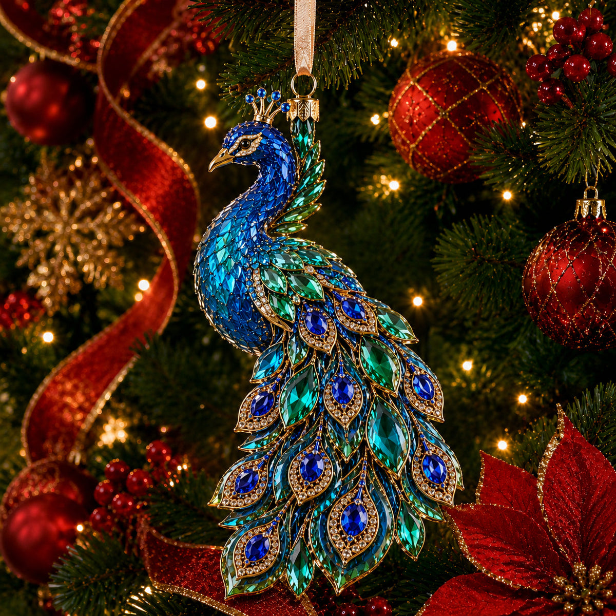 🎅Last Day 49% OFF ⏳ Luxury Crystal Christmas Ornaments | Sparkling Gemstone Peacock, Butterfly & Bird Tree Decorations for Elegant Holiday Décor 🎄✨